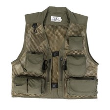 Gilet de pêche à la mouche imperméable pour homme, veste en maille, vert