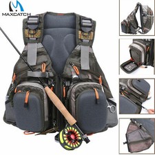 Gilet de pêche à la mouche Maxcatch, multi poches et taille ajustable