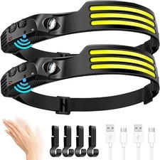 Lampe Frontale LED COB Rechargeable USB Capteur de Mouvement Camping Pêche