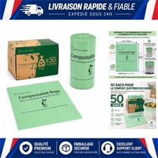 Sac poubelle compostable 22 L lot de 50 sacs biodégradables déchets alimentaires
