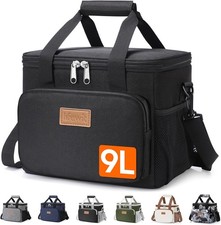 Sac Isotherme 9L Lunch Box Glacière Souple Repas Travail Pique Nique Noir