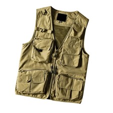 Homme Cargo Gilet Multi Poches Maille Gilet Pêche Extérieur Travail Détente